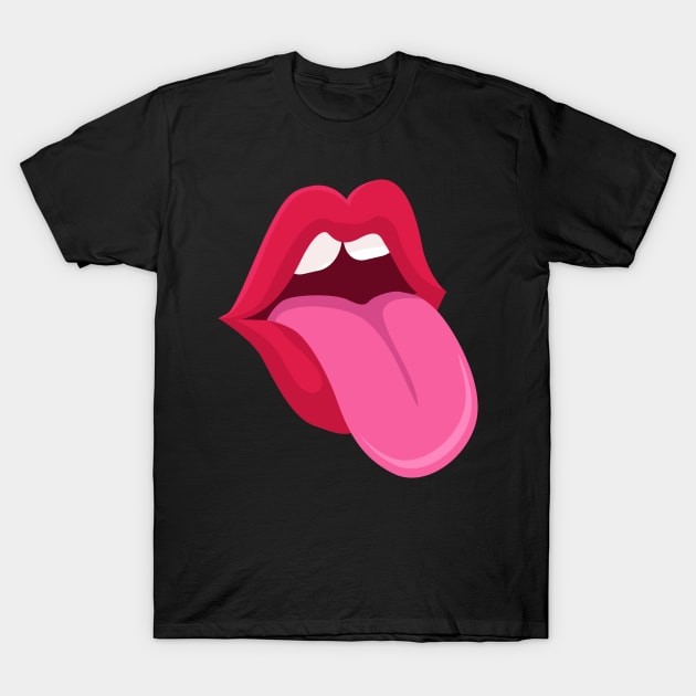 Mouth Lips Tongue T-Shirt by BIGUP